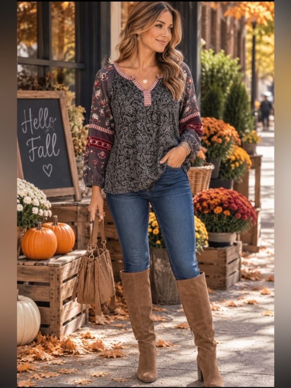 John Mark Embellished Peasant Blouse